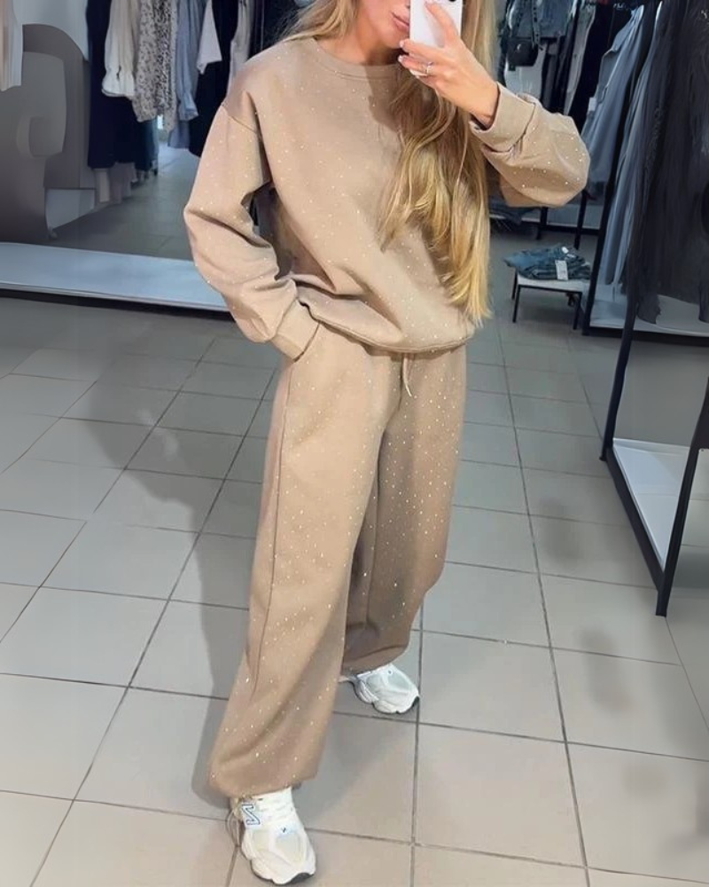 Conjunto Feminino de Moletom Comfy com Brilho