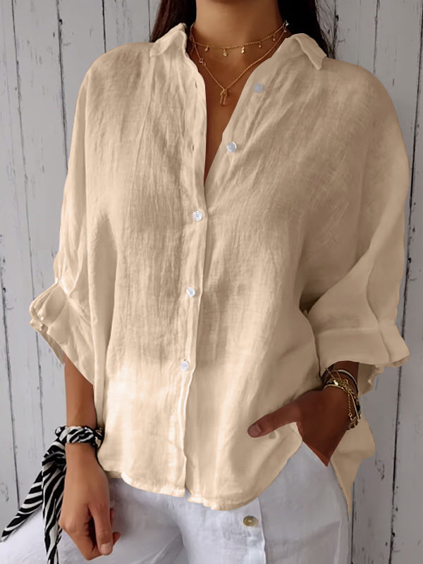Camisa Casual Feminina de Algodão e Linho