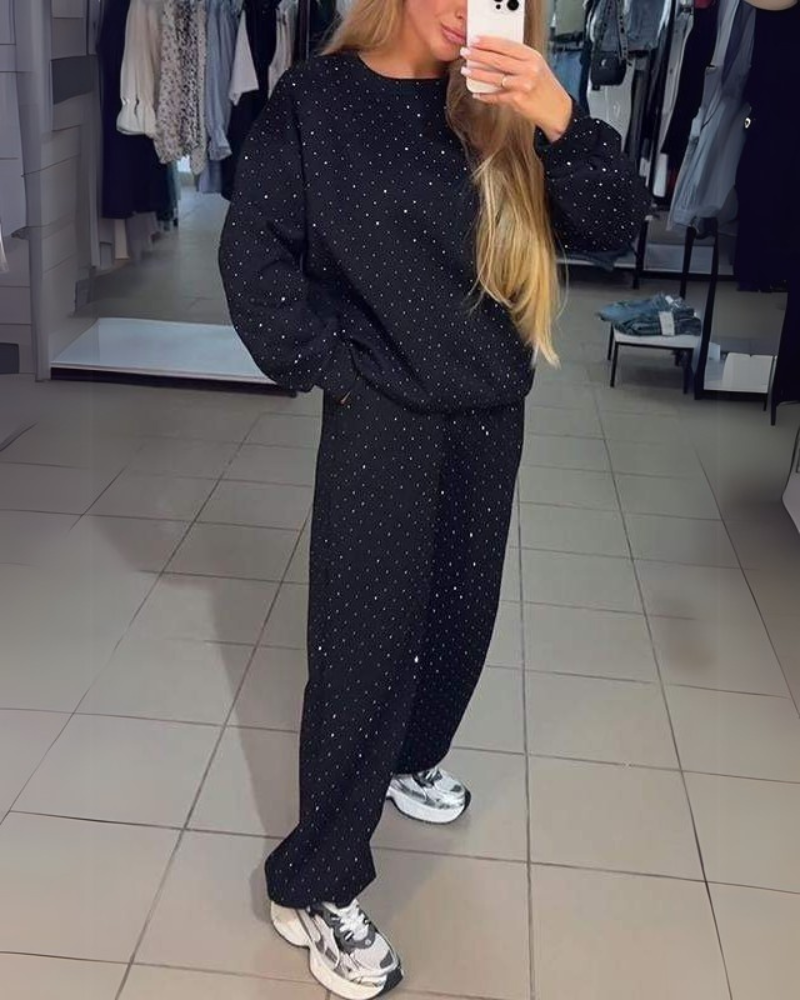 Conjunto Feminino de Moletom Comfy com Brilho