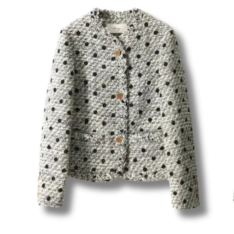 Blazer Feminino Retro Tweed Poá Preto ChicSoul