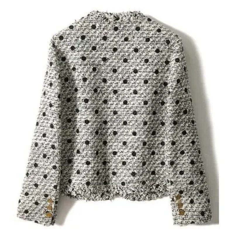 Blazer Feminino Retro Tweed Poá Preto ChicSoul