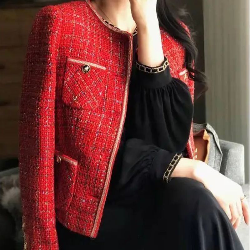 Blazer Feminino Tweed Vermelho ChicSoul