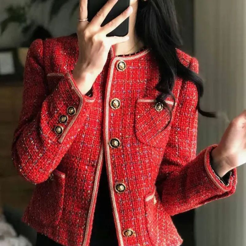 Blazer Feminino Tweed Vermelho ChicSoul