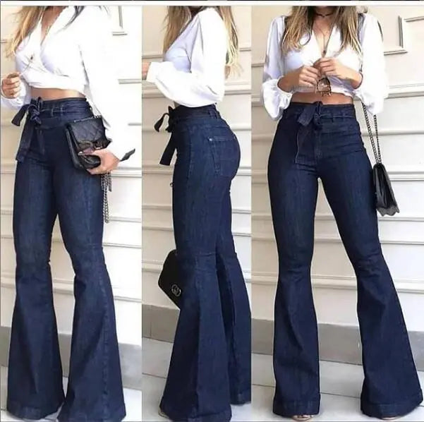 Calça Jeans Flare Cintura Alta com Stretch ChicSoul