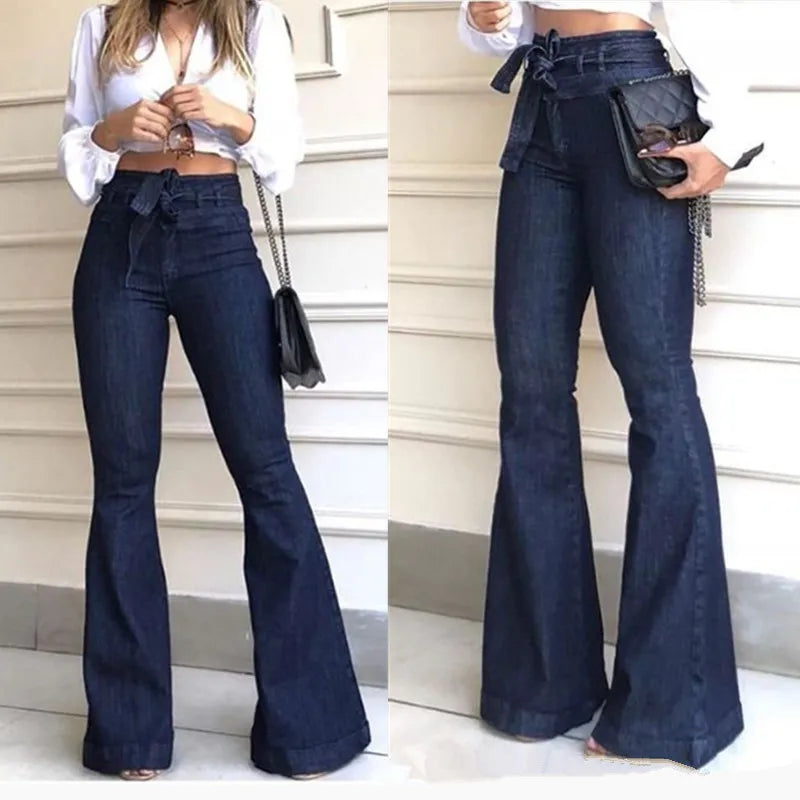 Calça Jeans Flare Cintura Alta com Stretch ChicSoul