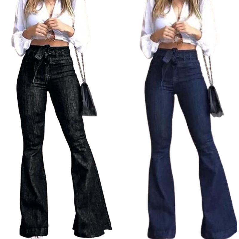 Calça Jeans Flare Cintura Alta com Stretch ChicSoul