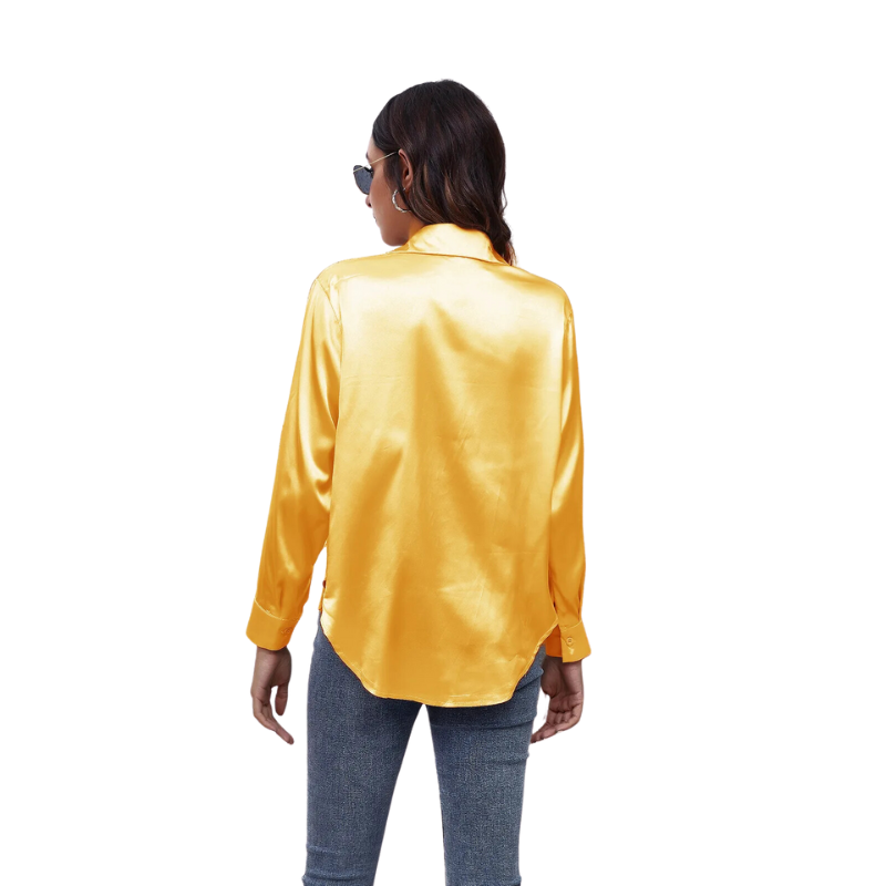 Camisa Social Feminina de Seda Amarela ChicSoul