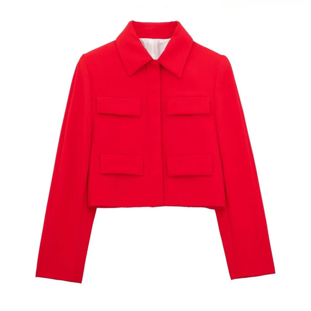 Casaco Feminino Cropped Vermelho ChicSoul