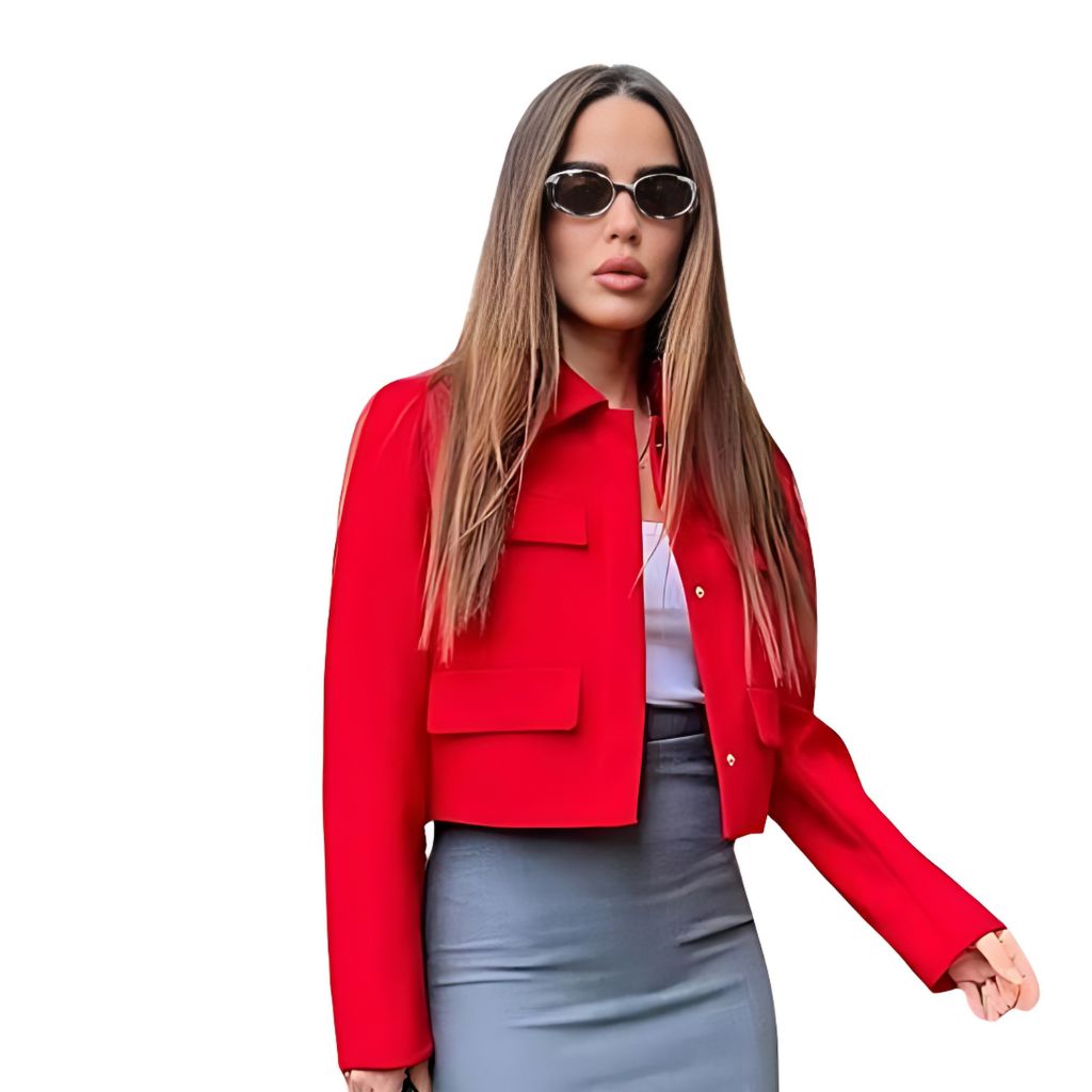 Casaco Feminino Cropped Vermelho ChicSoul