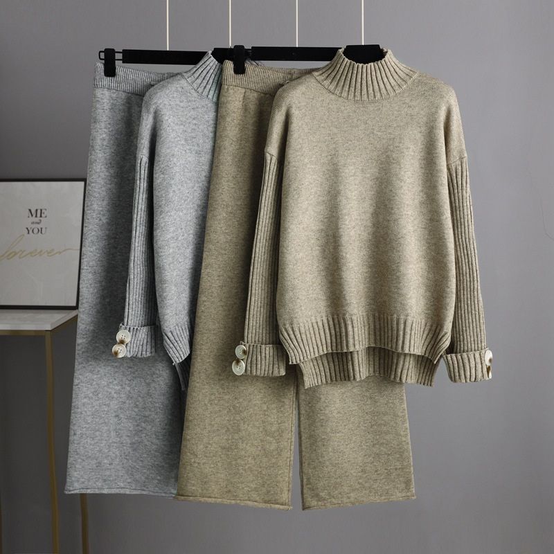 Conjunto Suéter Manga Longa e Calça Cintura de Elástico ChicSoul