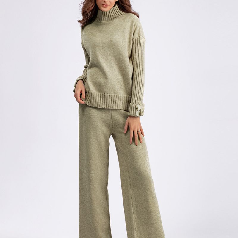 Conjunto Suéter Manga Longa e Calça Cintura de Elástico ChicSoul