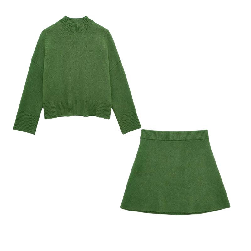 Conjunto de Tricot Blusa Manga Longa e Mini Saia ChicSoul
