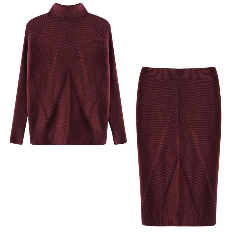 Conjunto de Tricot Manga Longa e Saia Midi ChicSoul