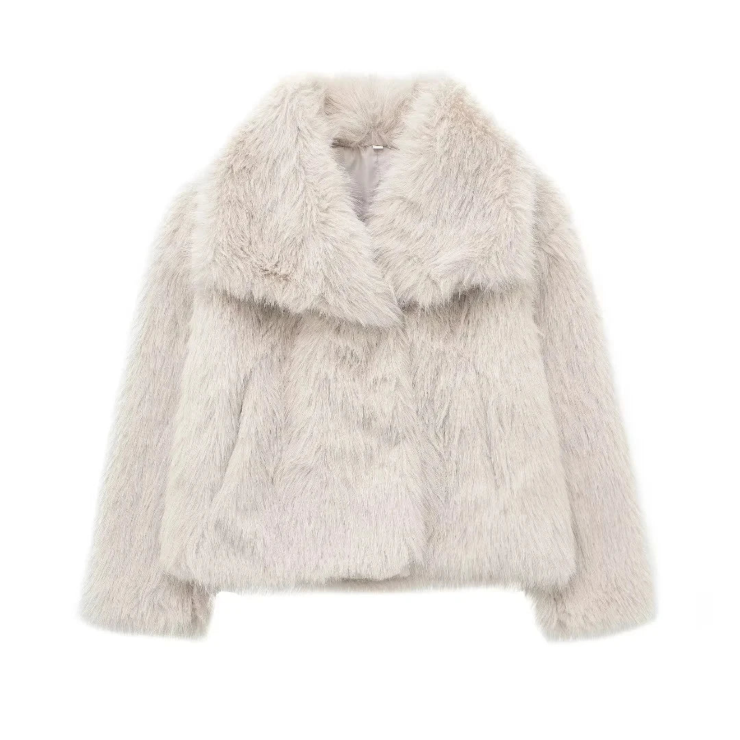 Jaqueta feminina de pele sintética oversized - ChicSoul