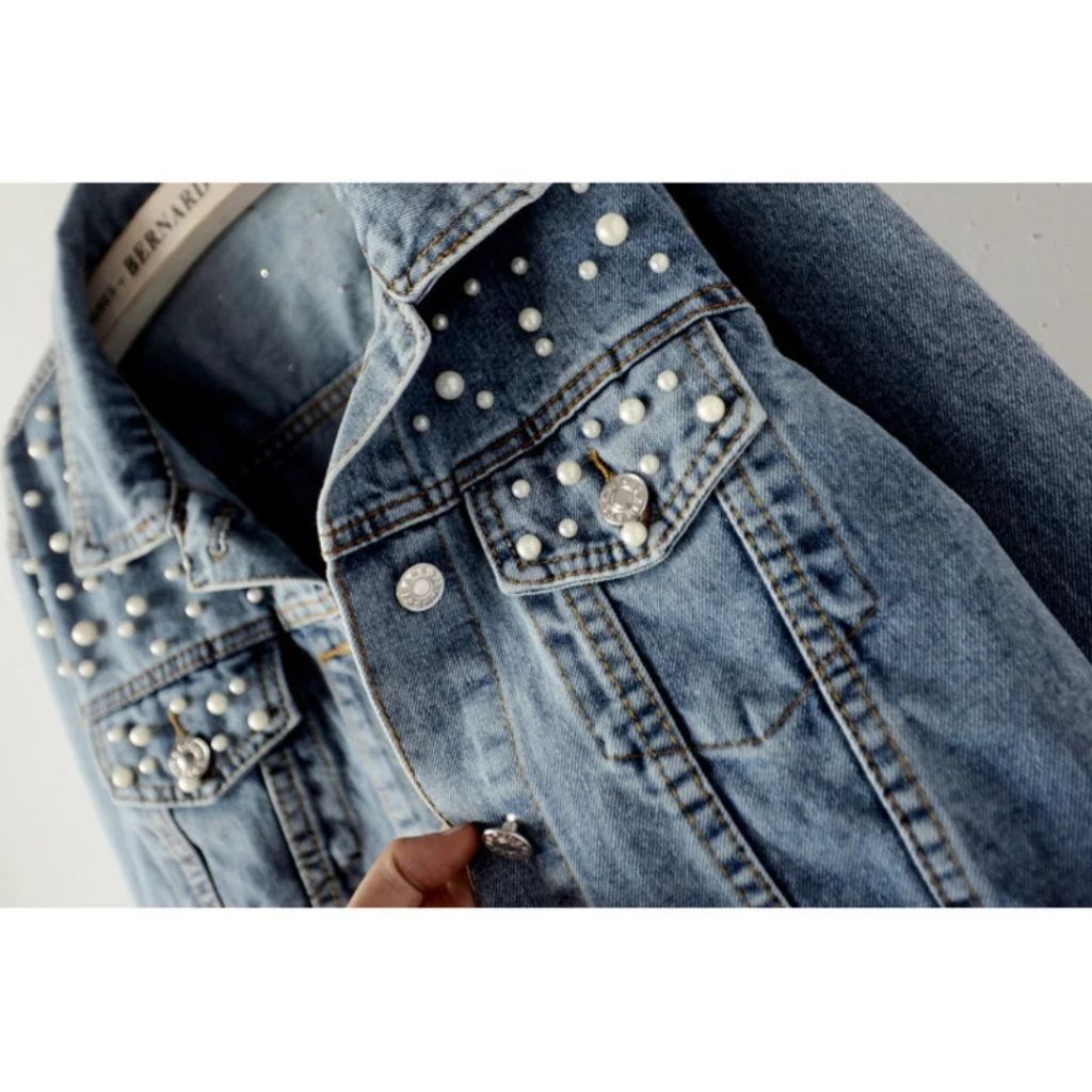 Jaqueta Jeans com Perólas ChicSoul
