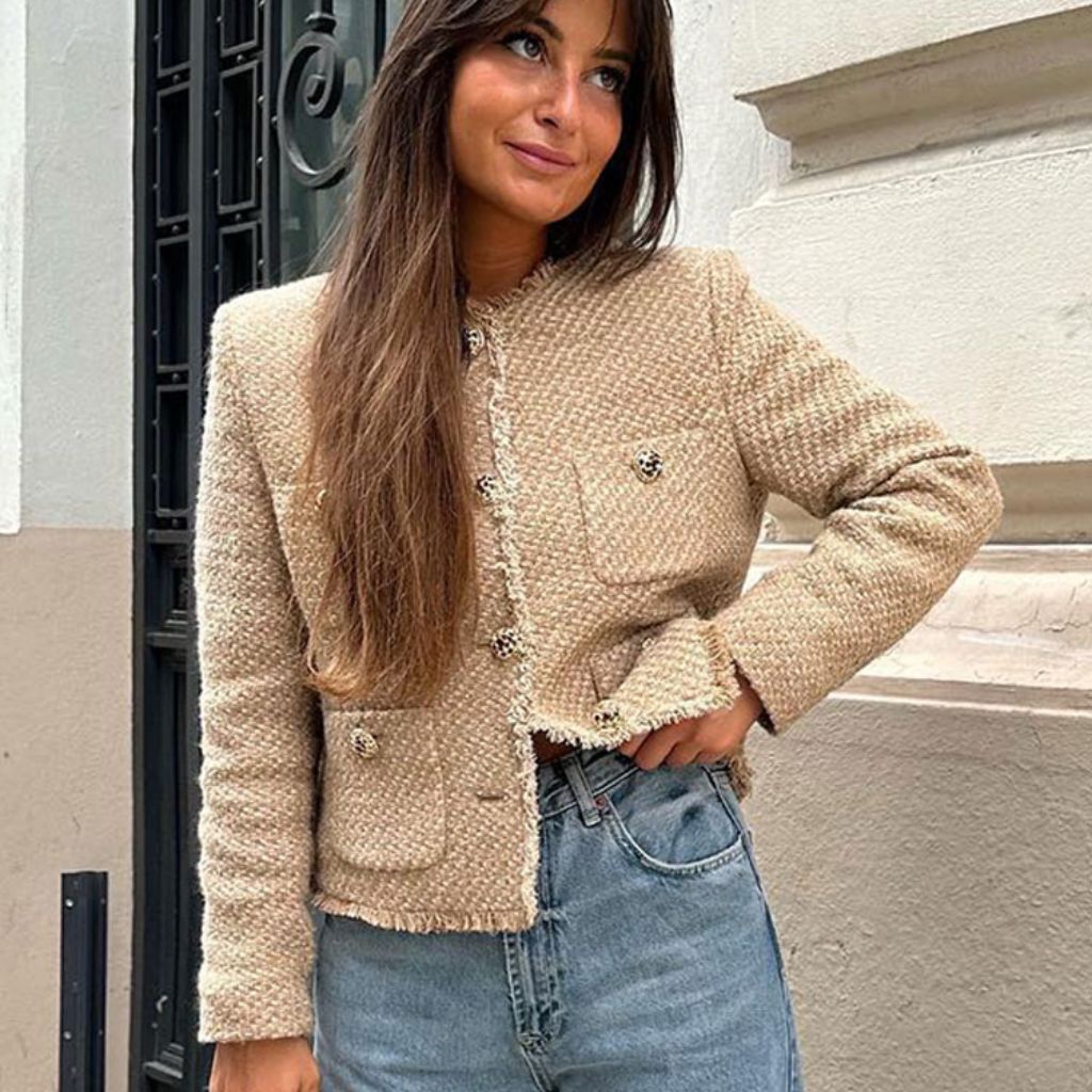 Jaqueta Tweed Caqui ChicSoul