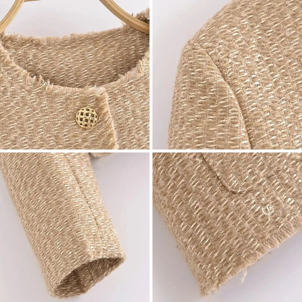 Jaqueta Tweed Caqui ChicSoul