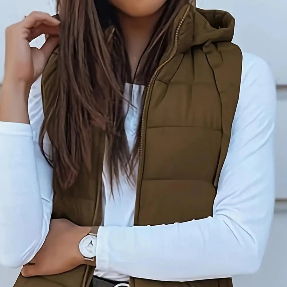 Colete Longo Feminino Puffer Matelassado com Capuz