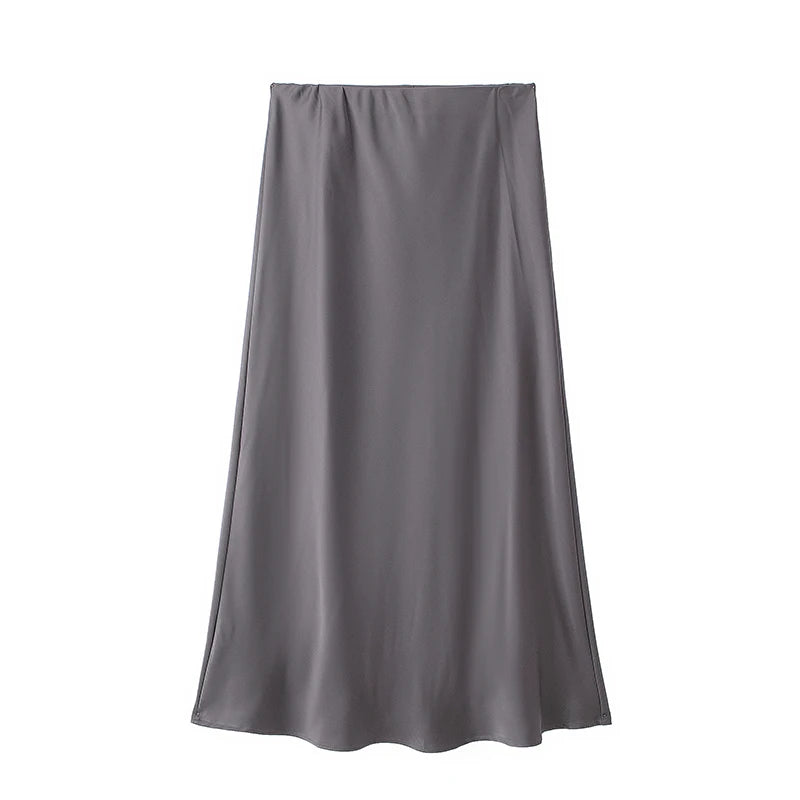 Saia Midi Feminina Acetinada