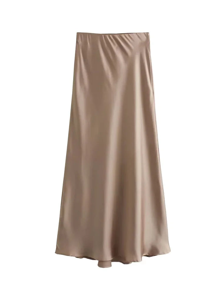 Saia Midi Feminina Acetinada