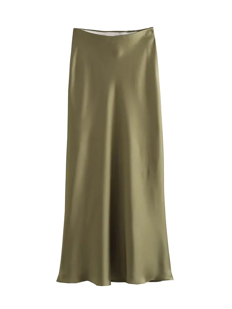 Saia Midi Feminina Acetinada