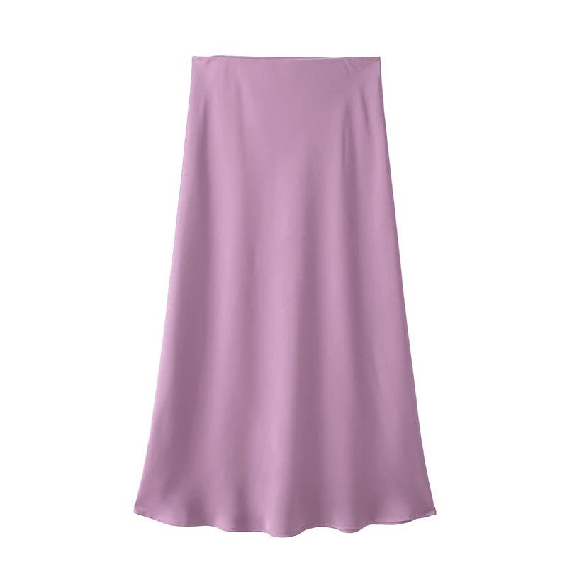 Saia Midi Feminina Acetinada