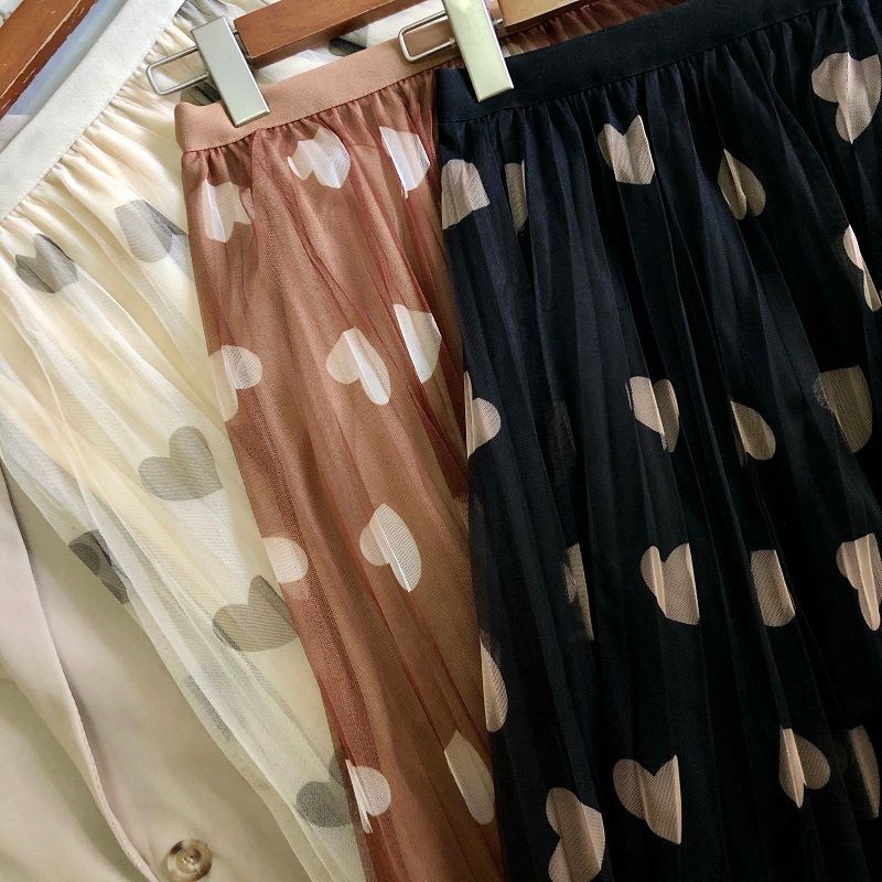 Saia-Midi-de-Tule-Plissada-Coração-ChicSoul