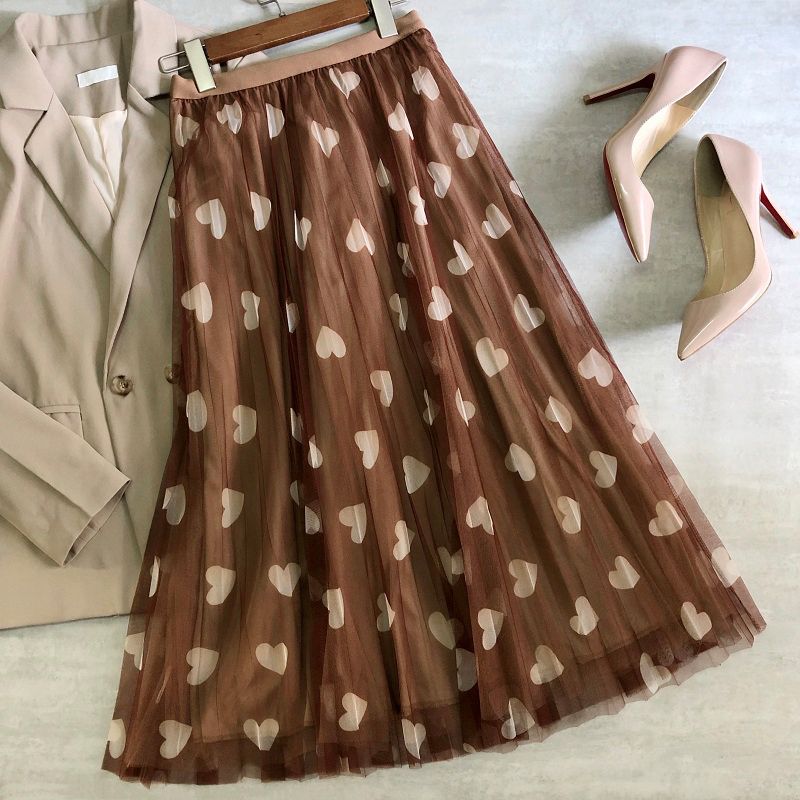 Saia-Midi-de-Tule-Plissada-Coração-ChicSoul