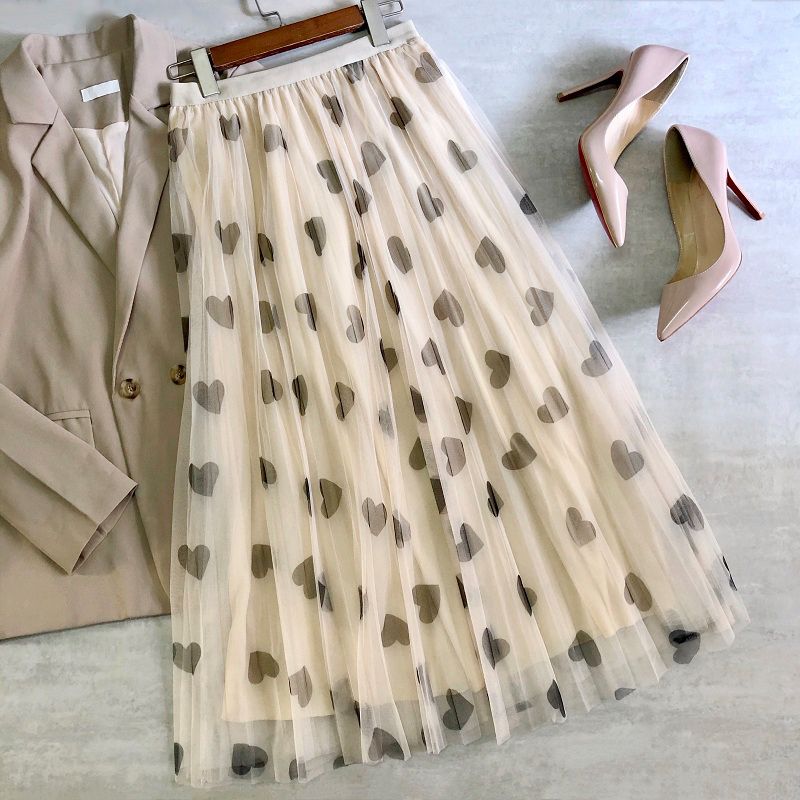 Saia-Midi-de-Tule-Plissada-Coração-ChicSoul