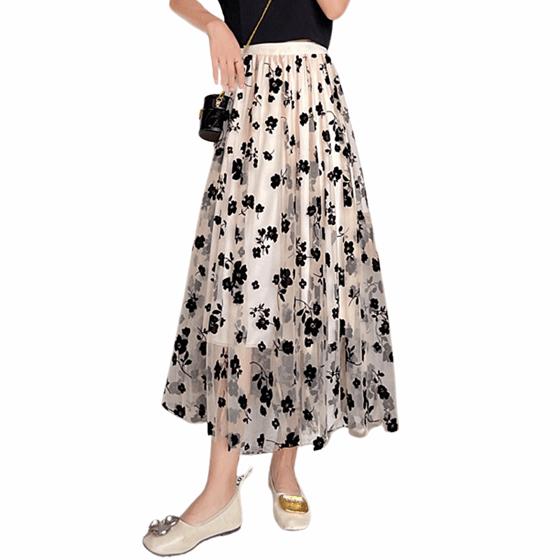 Saia de Tule Floral Midi ChicSoul