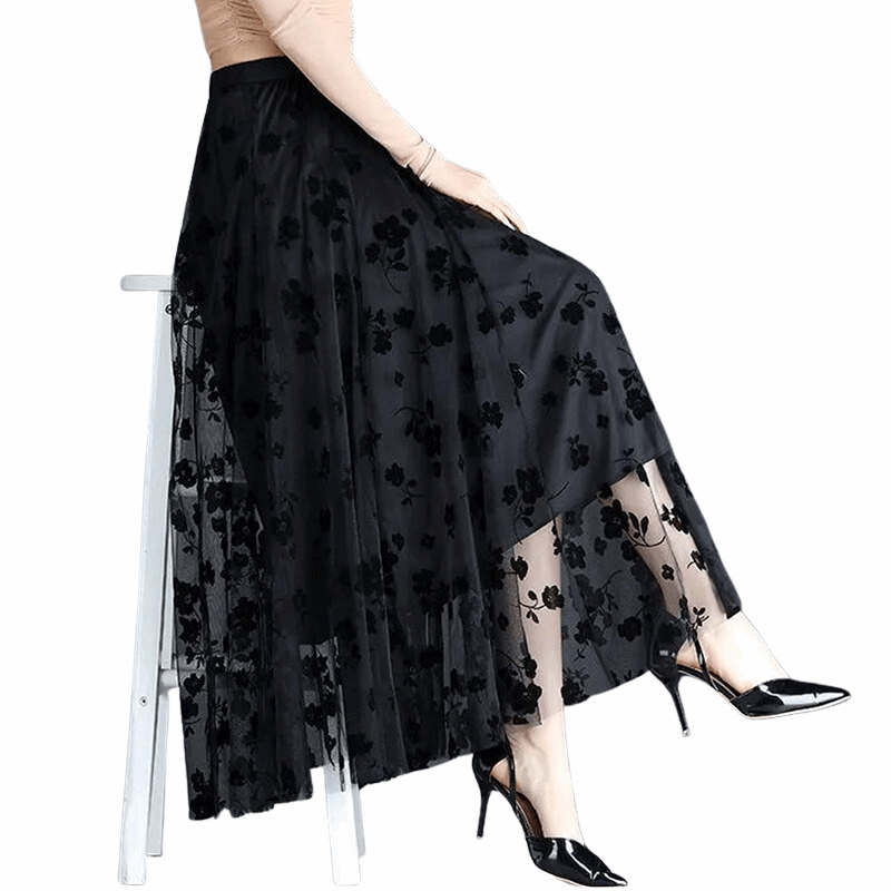 Saia de Tule Floral Midi ChicSoul