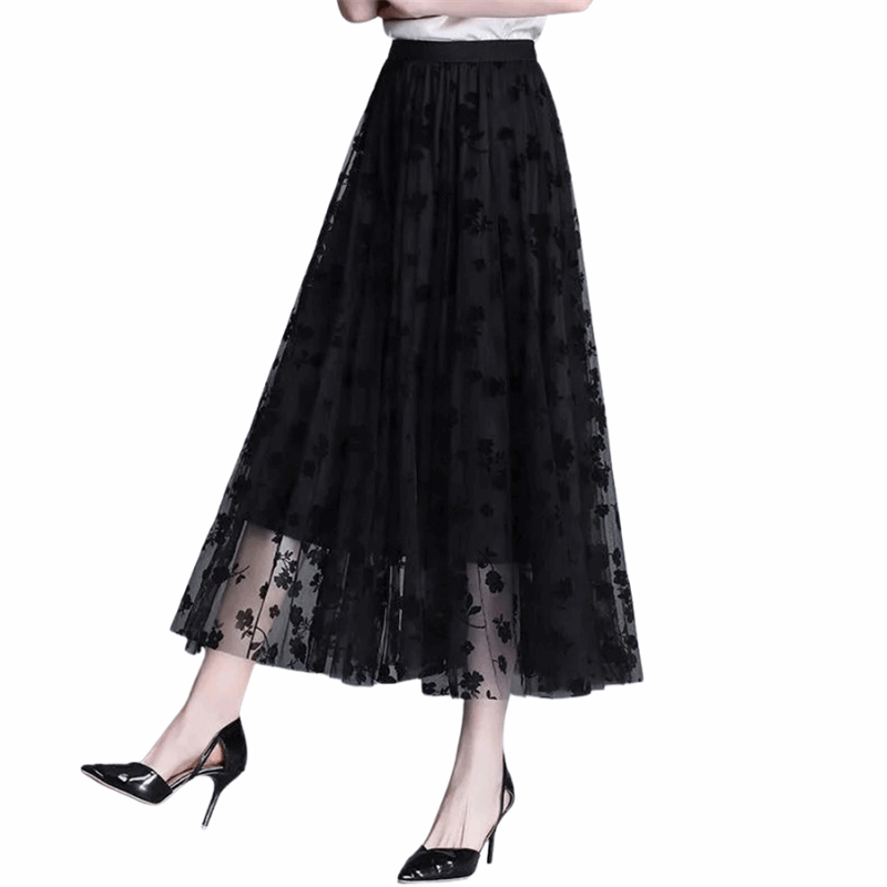 Saia de Tule Floral Midi ChicSoul