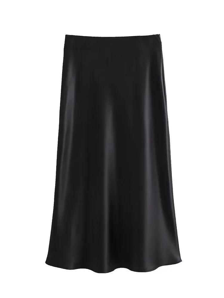 Saia Midi Feminina Acetinada