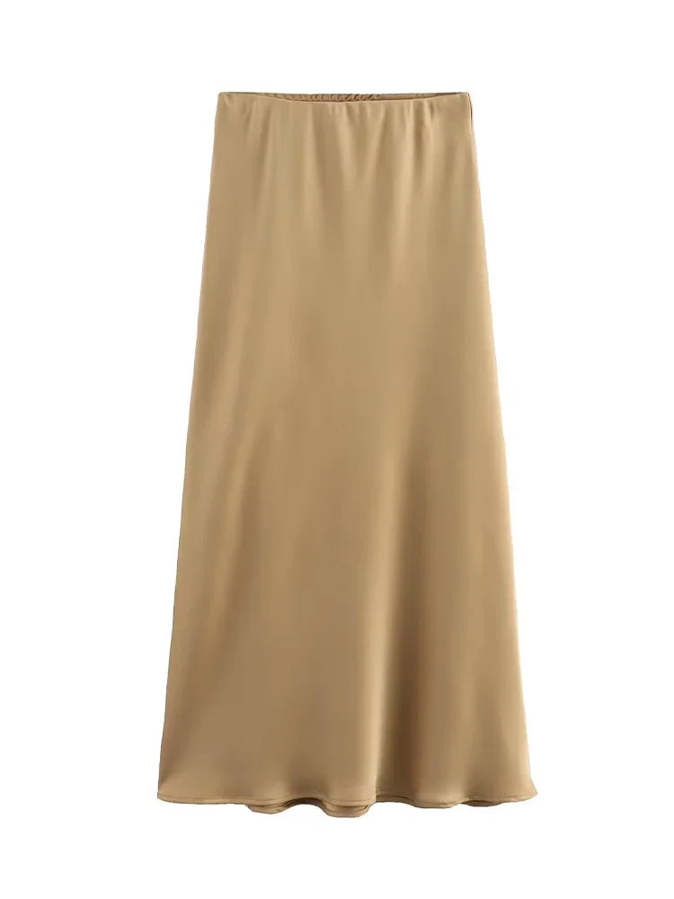 Saia Midi Feminina Acetinada