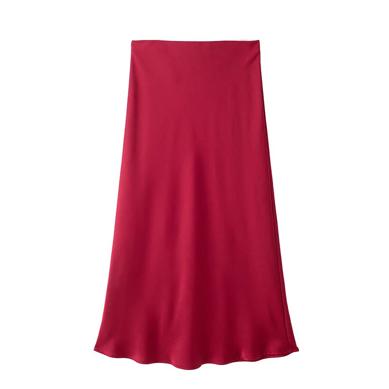 Saia Midi Feminina Acetinada