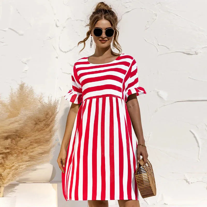Vestido Curto Listrado Patch ChicSoul