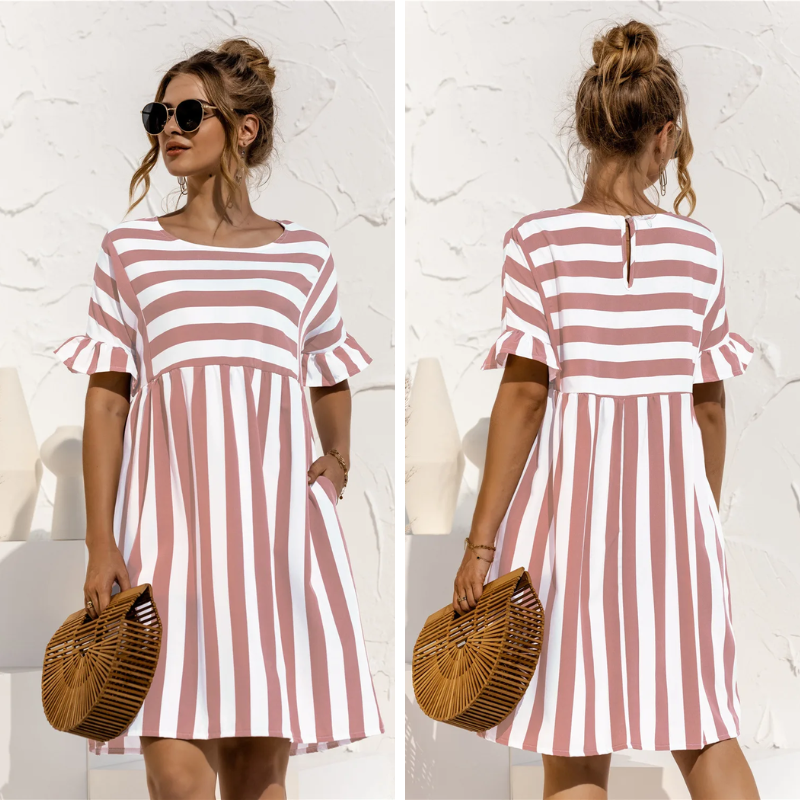 Vestido Curto Listrado Patch ChicSoul