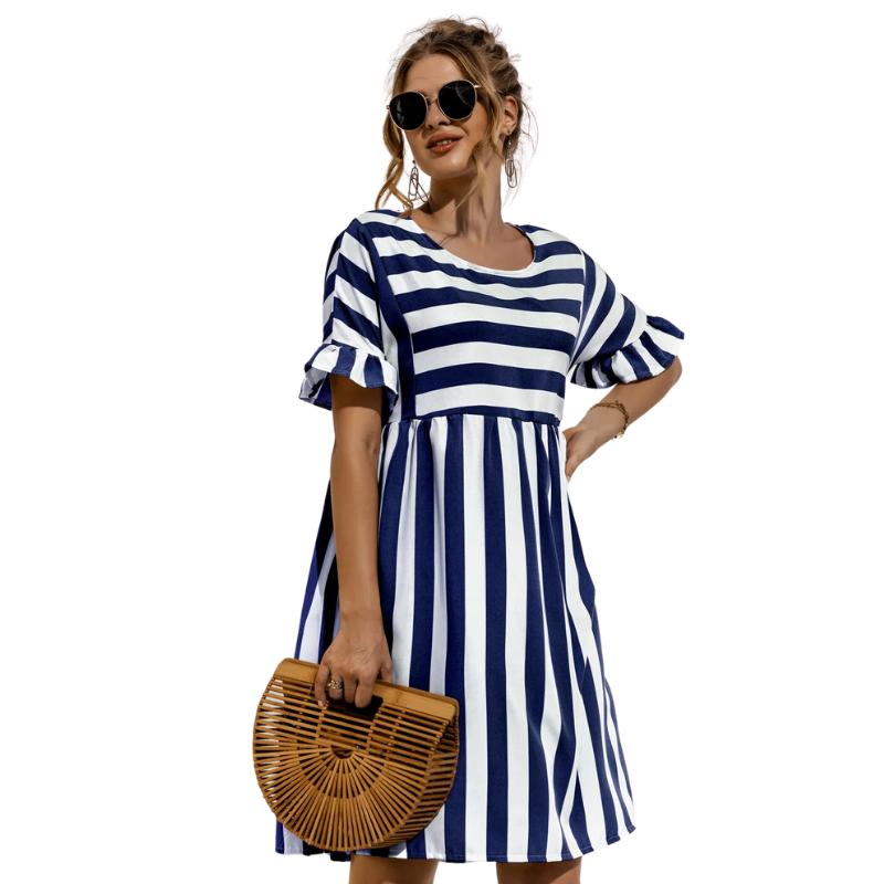 Vestido Curto Listrado Patch ChicSoul