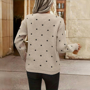 Suéter Feminino de Tricô com Estampa Poá Elegante