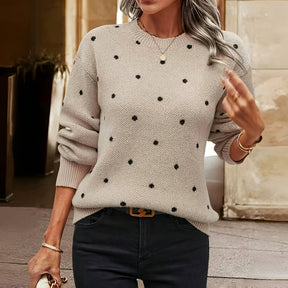 Suéter Feminino de Tricô com Estampa Poá Elegante