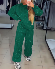 Conjunto Feminino de Moletom Comfy com Brilho