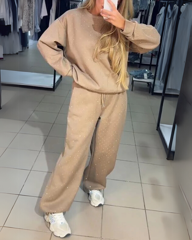 Conjunto Feminino de Moletom Comfy com Brilho