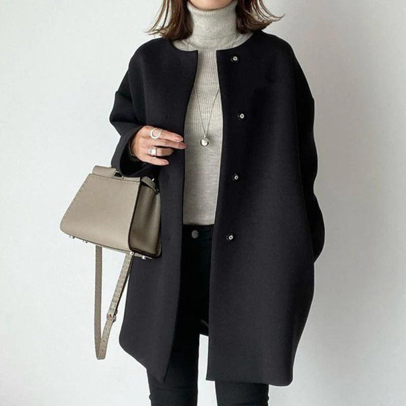 Casaco Feminino Elegante de Inverno com Caimento Solto