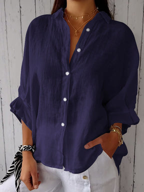 Camisa Casual Feminina de Algodão e Linho