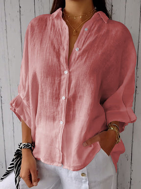 Camisa Casual Feminina de Algodão e Linho
