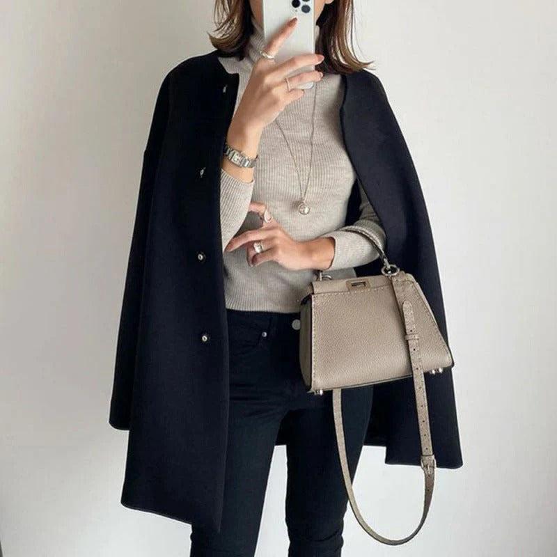 Casaco Feminino Elegante de Inverno com Caimento Solto