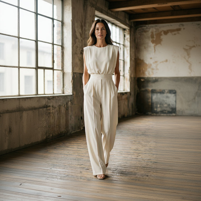 Macacão Feminino de Alfaiataria Cintura Alta com Bolsos – Elegância Atemporal