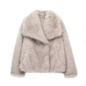 Jaqueta feminina de pele sintética oversized - ChicSoul