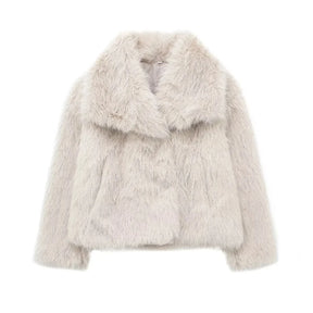 Jaqueta feminina de pele sintética oversized - ChicSoul