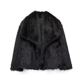 Jaqueta feminina de pele sintética oversized - ChicSoul